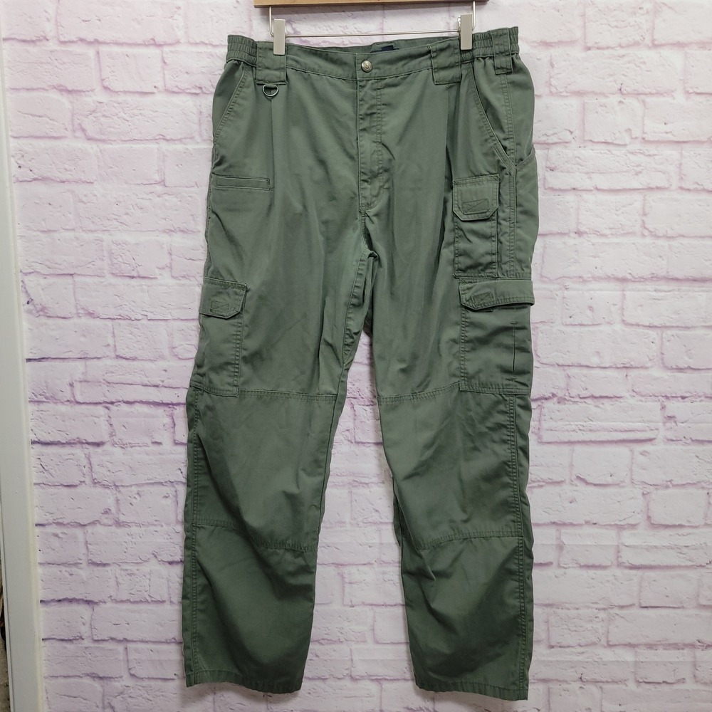 5.11 Tactical Series Cargo Pants Mens 38x32 Green Ripstop Workwear Utility *FLAW